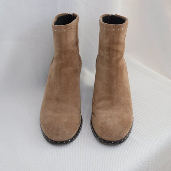 Rag & Bone Willow Brown Suede Studded Heeled Boots Sz 7 - Picture 3 of 11
